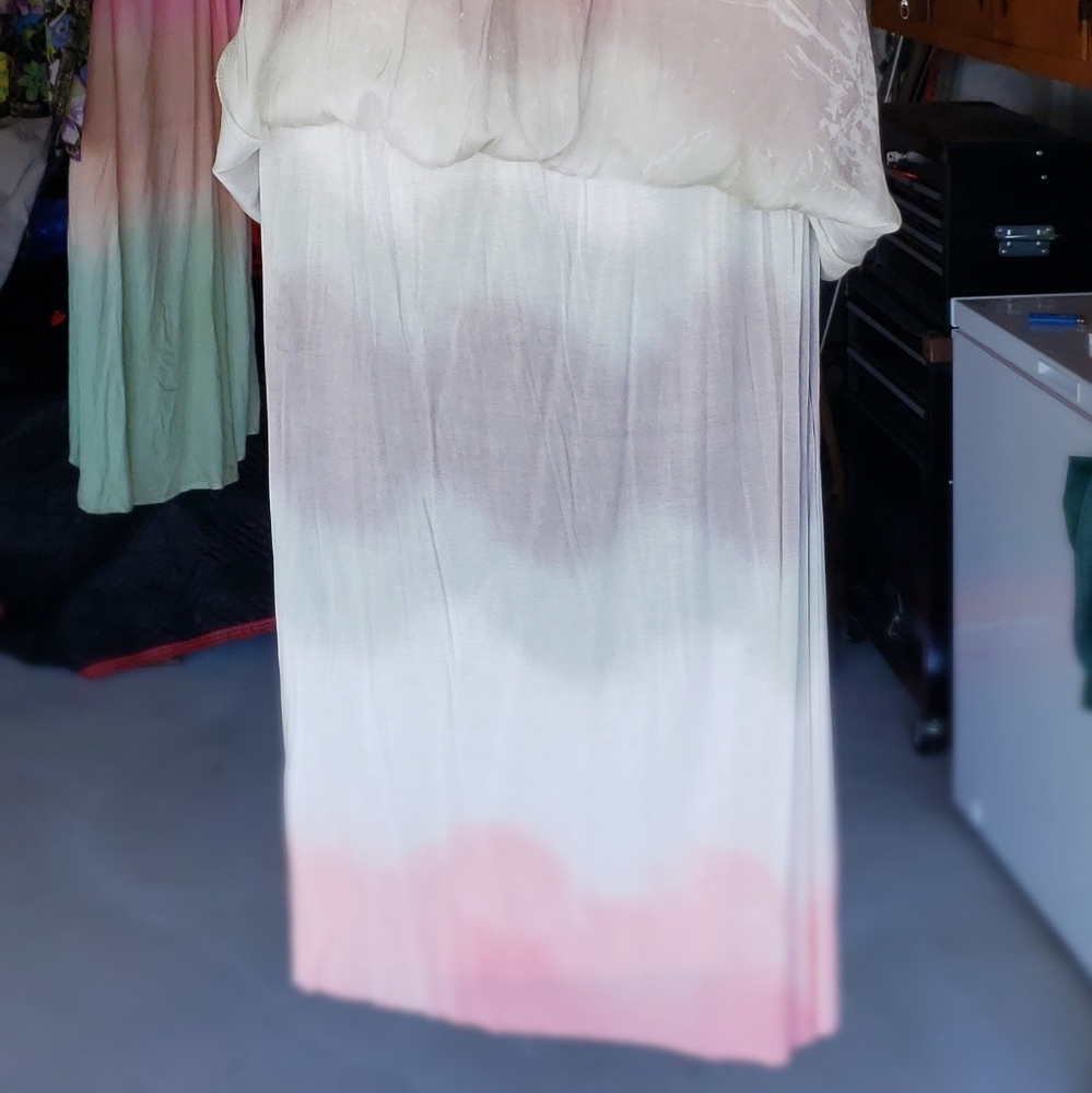 Silk Strapless TIE-DIE Maxi Dress - Picture 9 of 14
